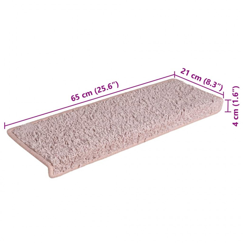 Maty na schody 30 szt. 65x21x4 cm, biało-różowe, prostokątne krawędzie