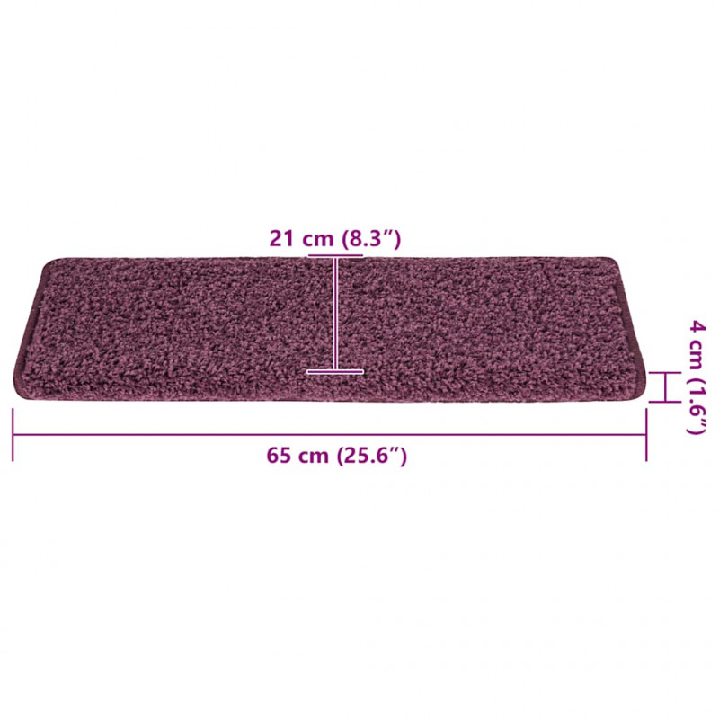 Maty na schody 30 szt. 65x21x4 cm Ciemnofioletowe, prostokątne krawędzie