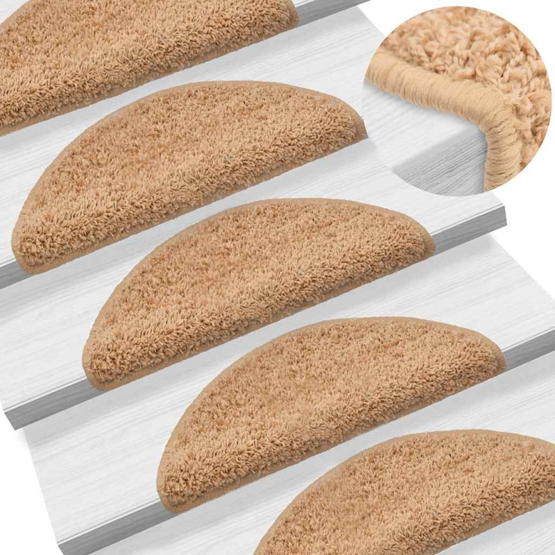 Maty na schody 20 szt. 56x17x3 cm Beżowe półokrągłe