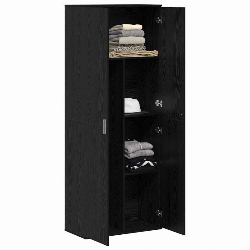 Highboard Czarny Dąb 70 x 33.5 x 180 cm Materiał drewnopochodny
