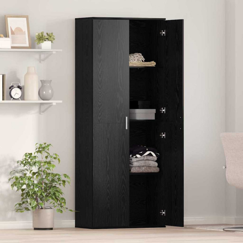 Highboard Czarny Dąb 70 x 33.5 x 180 cm Materiał drewnopochodny