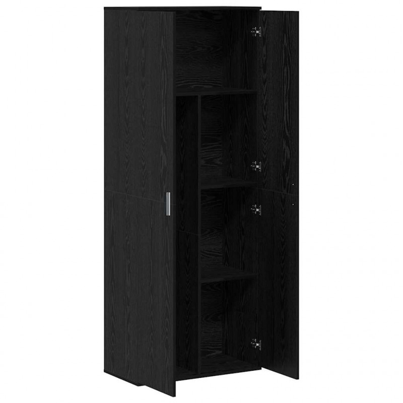 Highboard Czarny Dąb 70 x 33.5 x 180 cm Materiał drewnopochodny