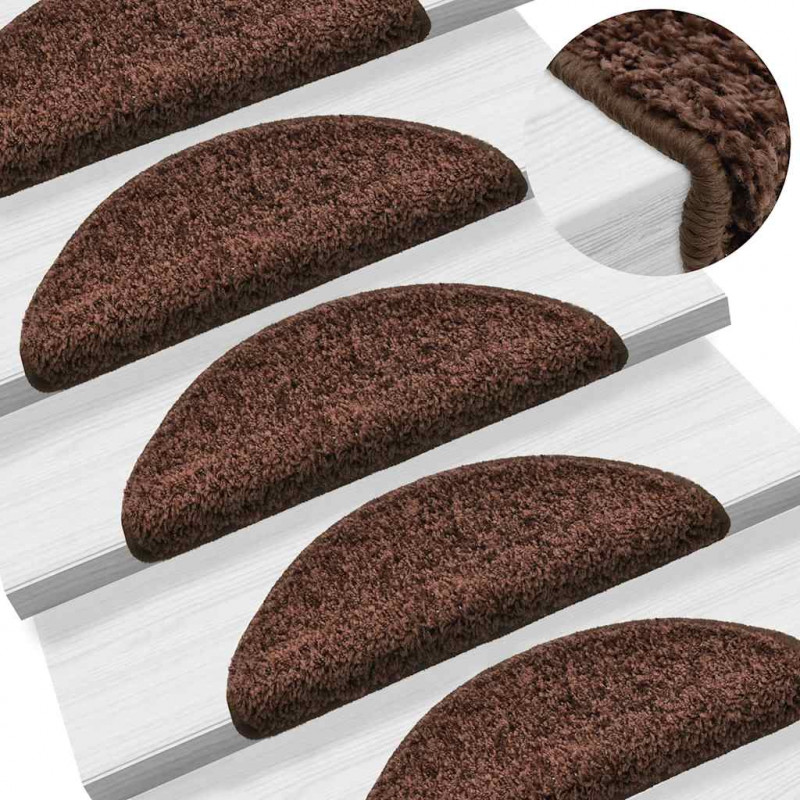 Maty na schody 20 szt. 56x17x3 cm Brązowe półokrągłe