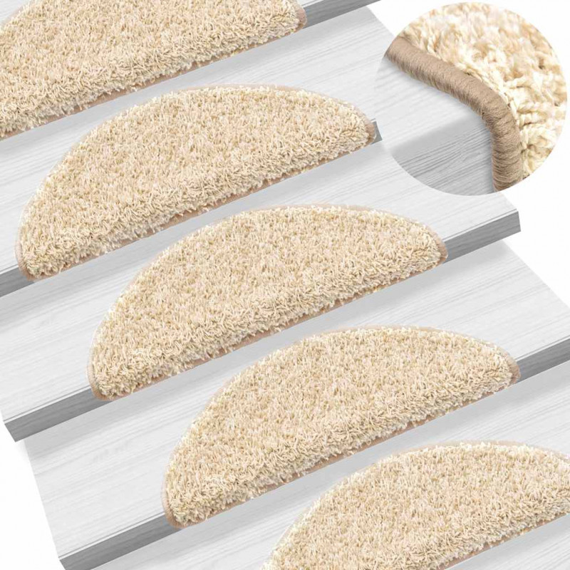 Maty na schody 20 szt. 56x17x3 cm Kremowe półokrągłe