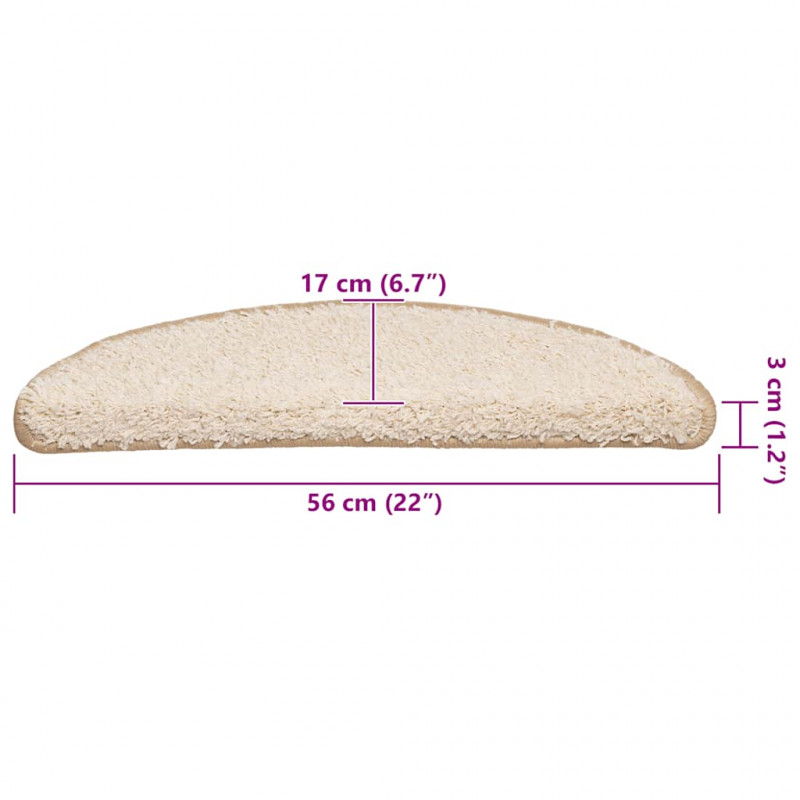 Maty na schody 20 szt. 56x17x3 cm Kremowe półokrągłe