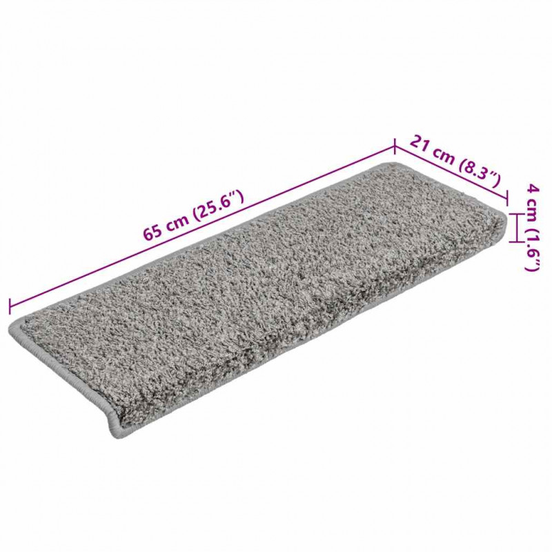 Maty na schody 20 szt. 65x21x4 cm Szare, prostokątne krawędzie