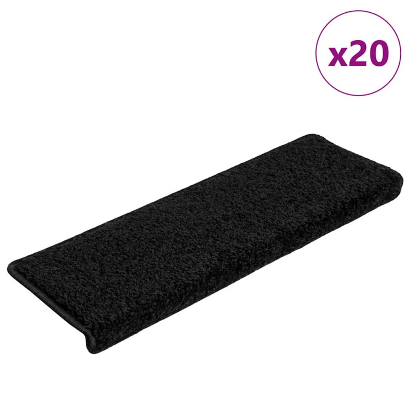 Maty na schody 20 szt. 65x21x4 cm, czarne, prostokątne krawędzie