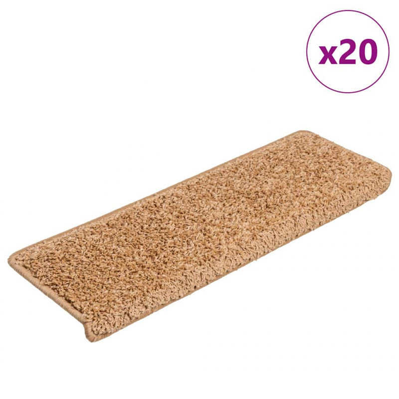 Maty na schody 20 szt. 65x21x4 cm Beżowe, prostokątne krawędzie