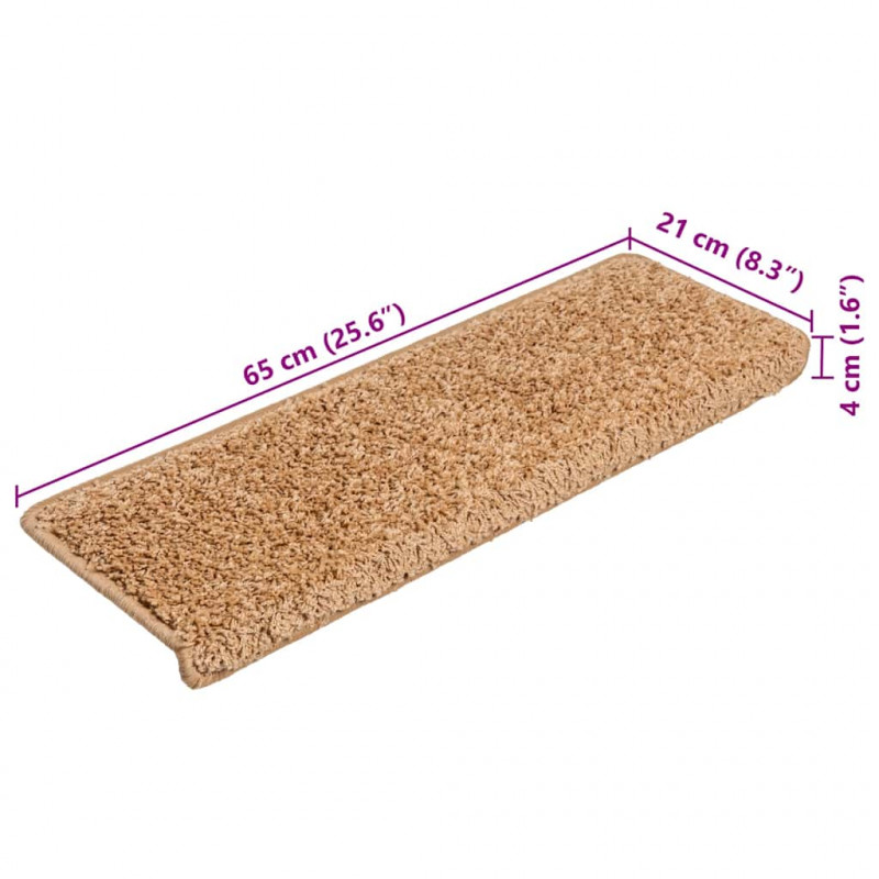 Maty na schody 20 szt. 65x21x4 cm Beżowe, prostokątne krawędzie