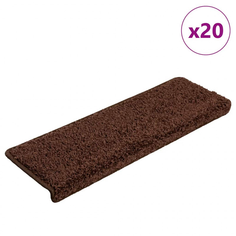 Maty na schody 20 szt. 65x21x4 cm Brązowe prostokątne krawędzie