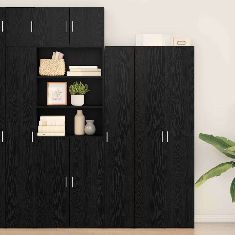 Highboard 2 pcs Czarny Dąb 30 x 42,5 x 185 cm