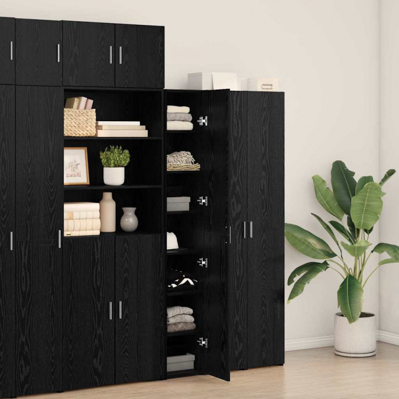 Highboard 2 pcs Czarny Dąb 30 x 42,5 x 185 cm
