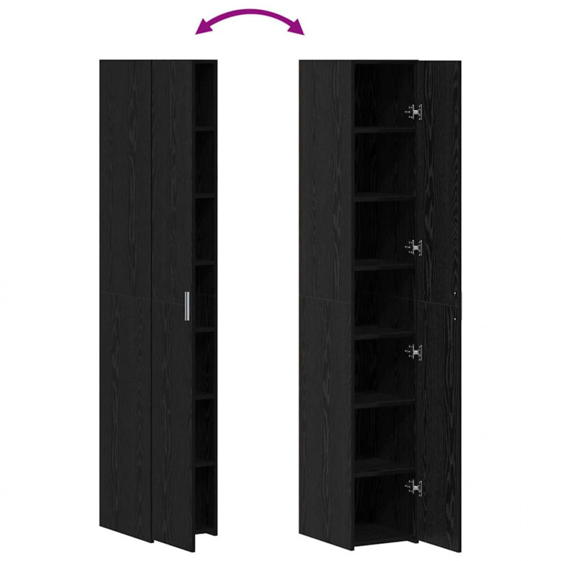 Highboard 2 pcs Czarny Dąb 30 x 42,5 x 185 cm
