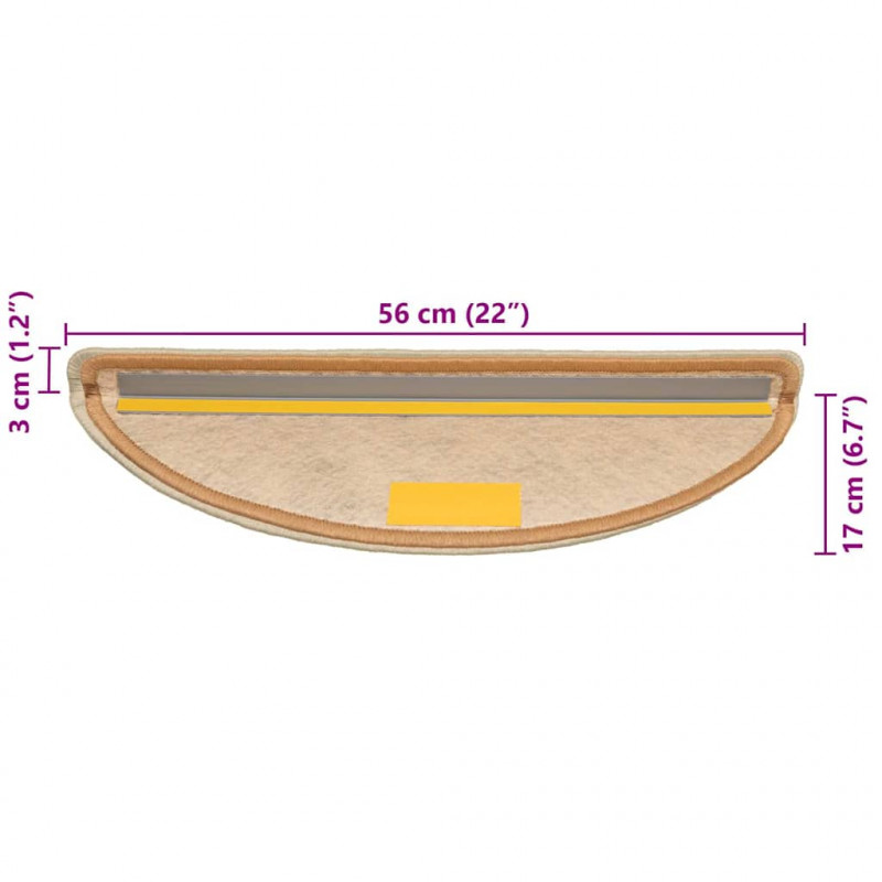 Maty na schody samoprzylepne Sisal-Look 30 szt. 56x17x3 cm