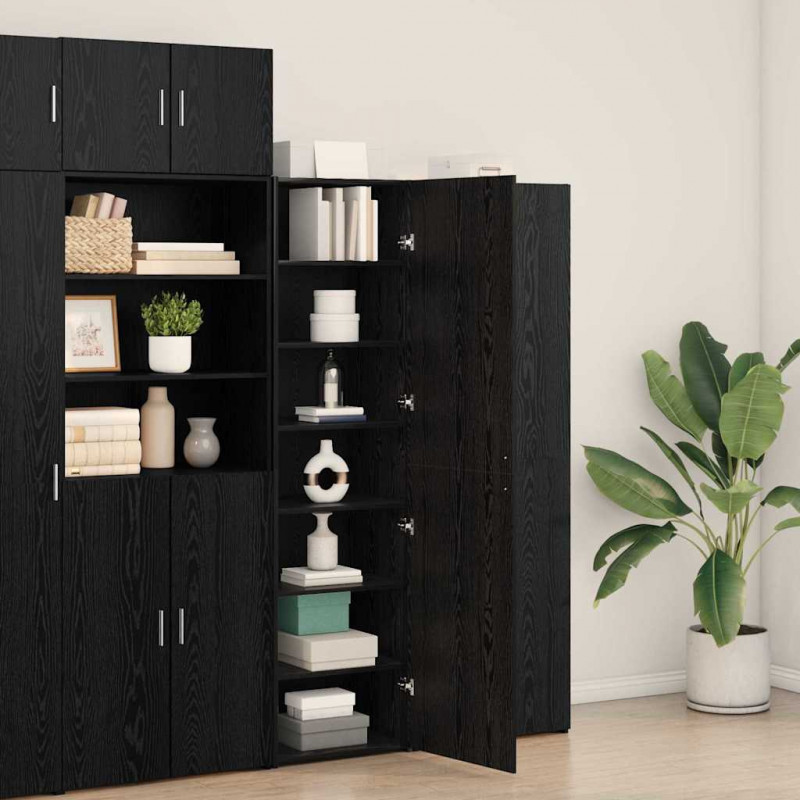 Highboard 2 pcs Czarny Dąb 50 x 42,5 x 185 cm