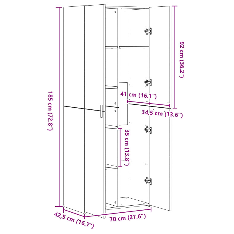 Highboard Stare drewno 70 x 42.5 x 185 cm