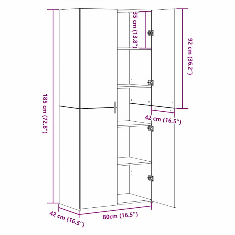 Highboard 2 pcs Stare drewno 80 x 42 x 185 cm