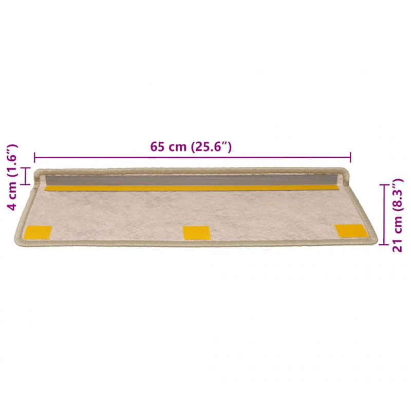 Maty na schody samoprzylepne sizal-look 30 szt. 65x21x4 cm