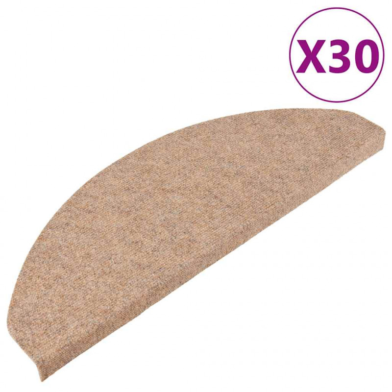 Maty na schody samoprzylepne 30 szt. Beżowe 65x22,5x3,5 cm