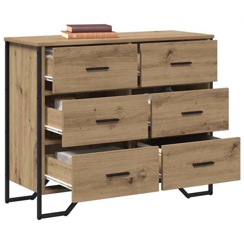 Komoda z szufladami 2 pcs Dąb rzemieślniczy 91 x 35,5 x 74,5 cm