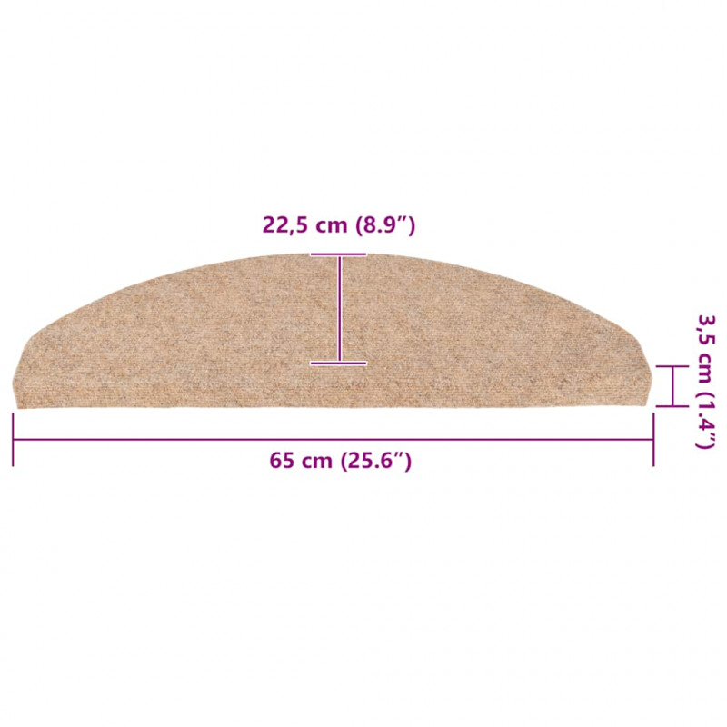 Maty na schody samoprzylepne 30 szt. Beżowe 65x22,5x3,5 cm