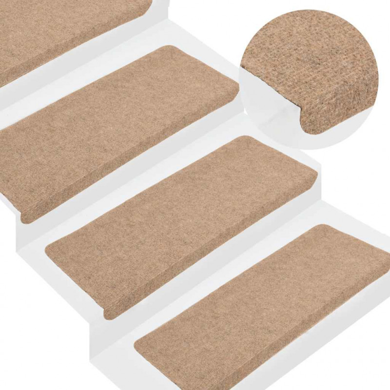 Maty na schody samoprzylepne 30 szt. Beżowe 65x24,5x3,5 cm