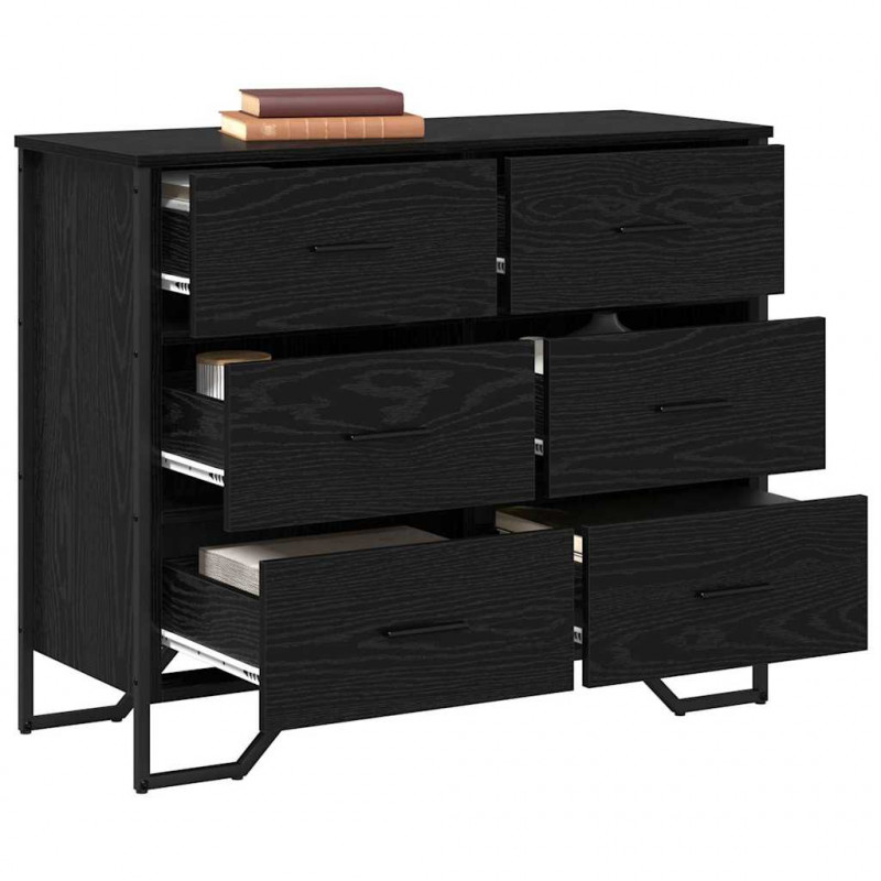 Komoda z szufladami 2 pcs Czarny Dąb 91 x 35,5 x 74,5 cm