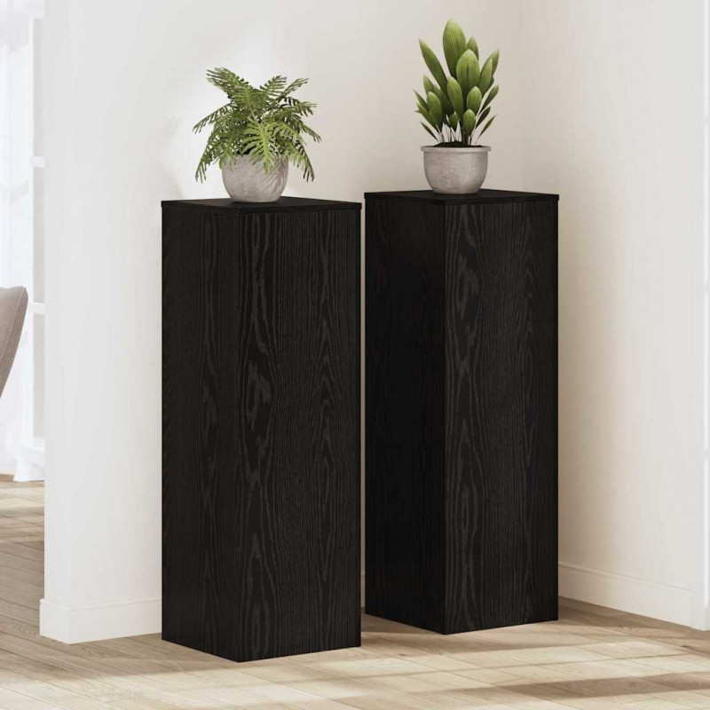 Stojak na rośliny 2 pcs Czarny Dąb 33 x 33 x 100 cm
