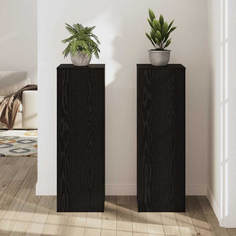 Stojak na rośliny 2 pcs Czarny Dąb 33 x 33 x 100 cm