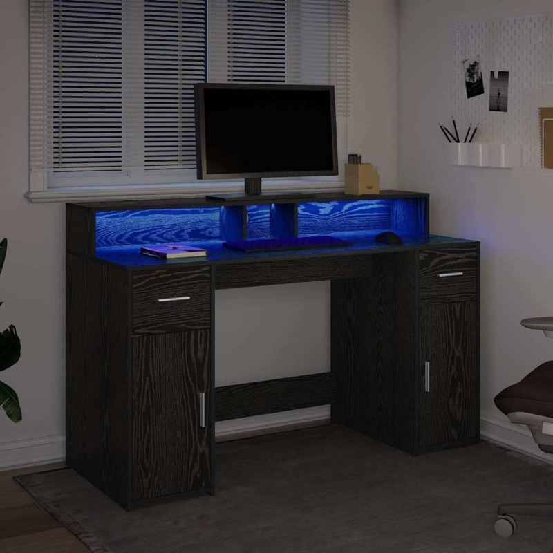 Biurko Czarny dąb 140 x 55 x 91 cm Materiał drewnopochodny