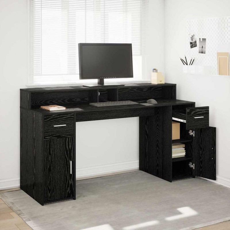 Biurko Czarny dąb 160 x 55 x 91 cm Materiał drewnopochodny