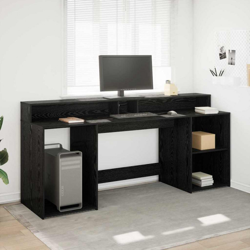Biurko Czarny dąb 200 x 55 x 91 cm Materiał drewnopochodny