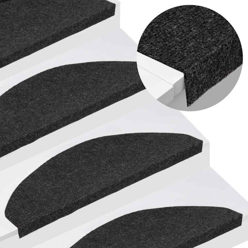 Maty na schody samoprzylepne 30 szt. Czarne 65x22,5x3,5 cm
