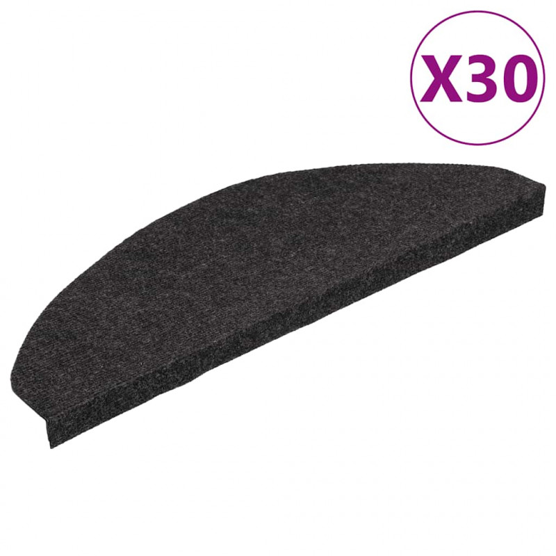 Maty na schody samoprzylepne 30 szt. Czarne 65x22,5x3,5 cm