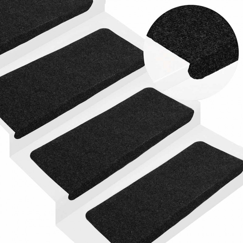 Maty na schody samoprzylepne 30 szt. Czarne 65x24,5x3,5 cm