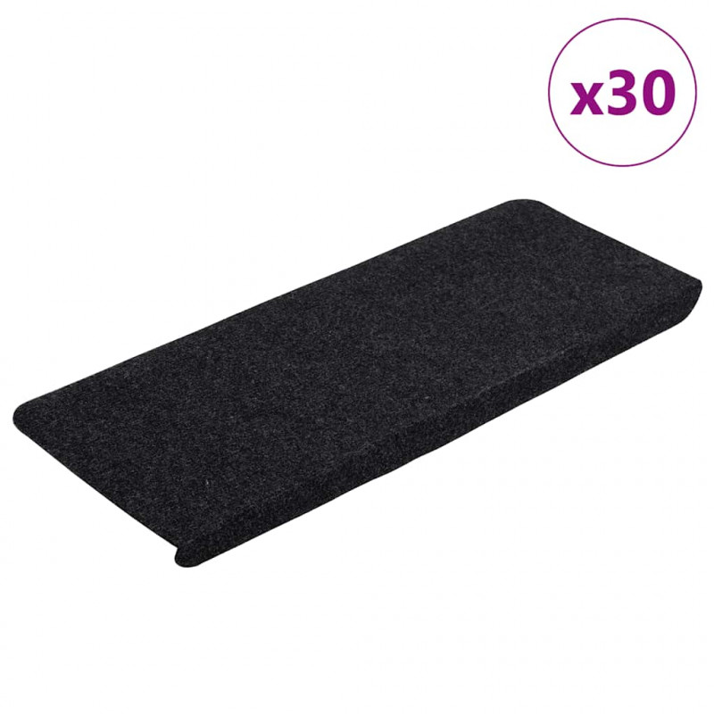 Maty na schody samoprzylepne 30 szt. Czarne 65x24,5x3,5 cm