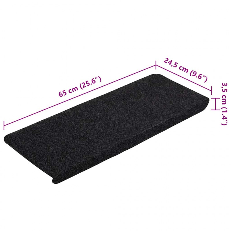 Maty na schody samoprzylepne 30 szt. Czarne 65x24,5x3,5 cm