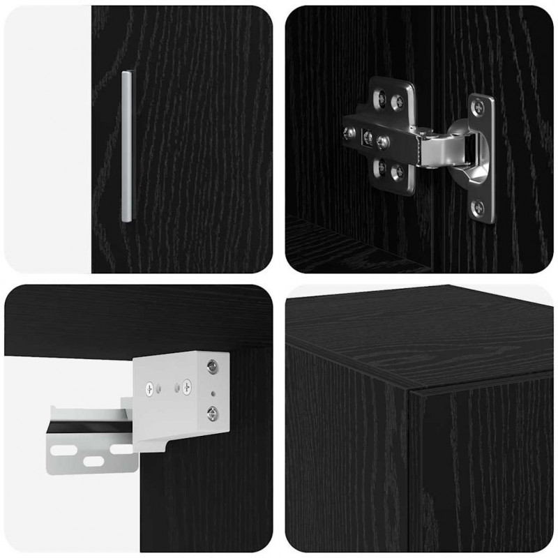 Szafka do przechowywania 3 pcs Czarny Dąb 30 x 42,5 x 225 cm