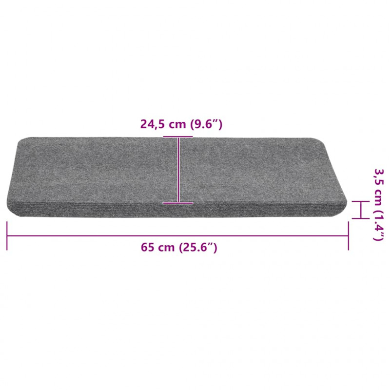 Maty na schody samoprzylepne 30 szt. Szare 65x24,5x3,5 cm
