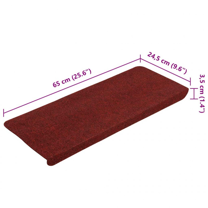 Maty na schody samoprzylepne 30 szt. Czerwone 65x22,5x3,5 cm