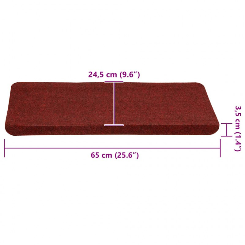 Maty na schody samoprzylepne 30 szt. Czerwone 65x24,5x3,5 cm