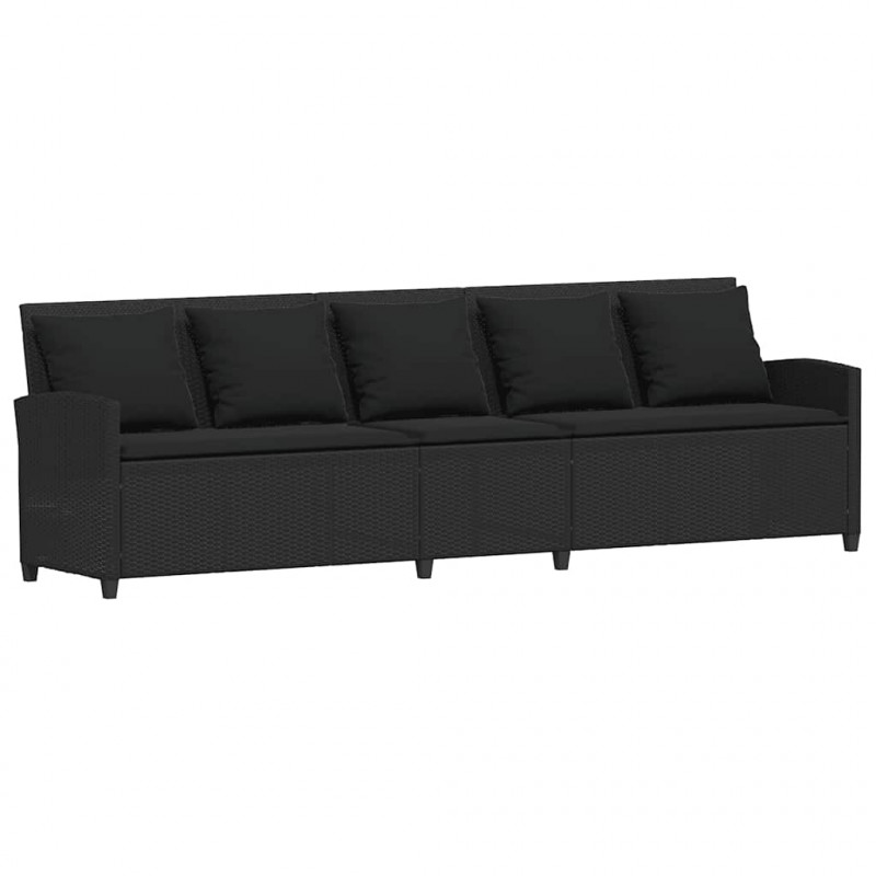 Fotel ogrodowy z poduszkami, rattan PE, czarny