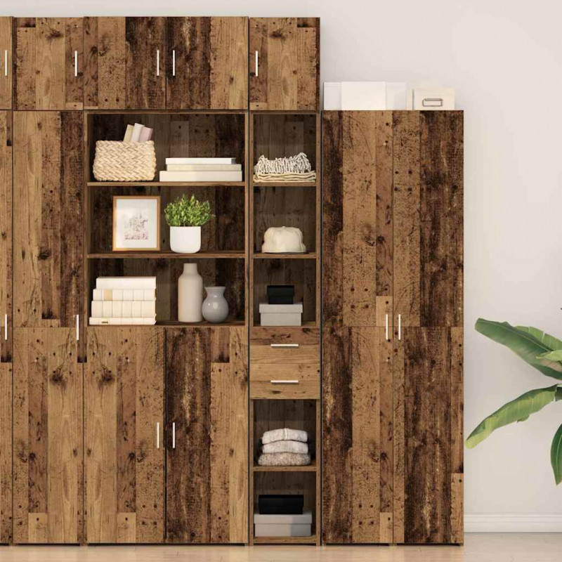 Szafka do przechowywania 2 pcs Stare drewno 30 x 42,5 x 225 cm