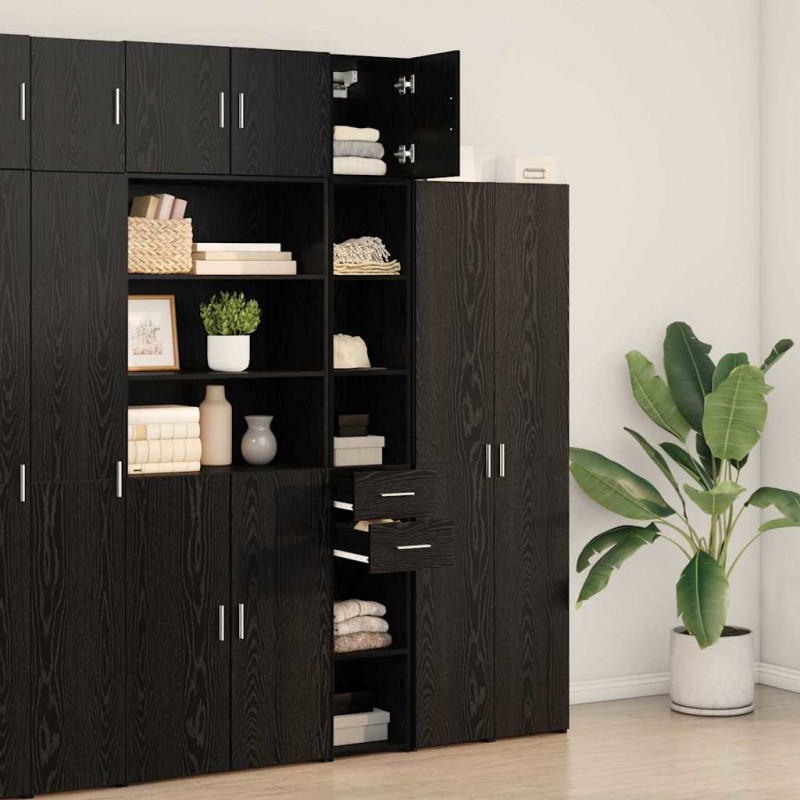 Szafka do przechowywania 2 pcs Czarny Dąb 30 x 42,5 x 225 cm