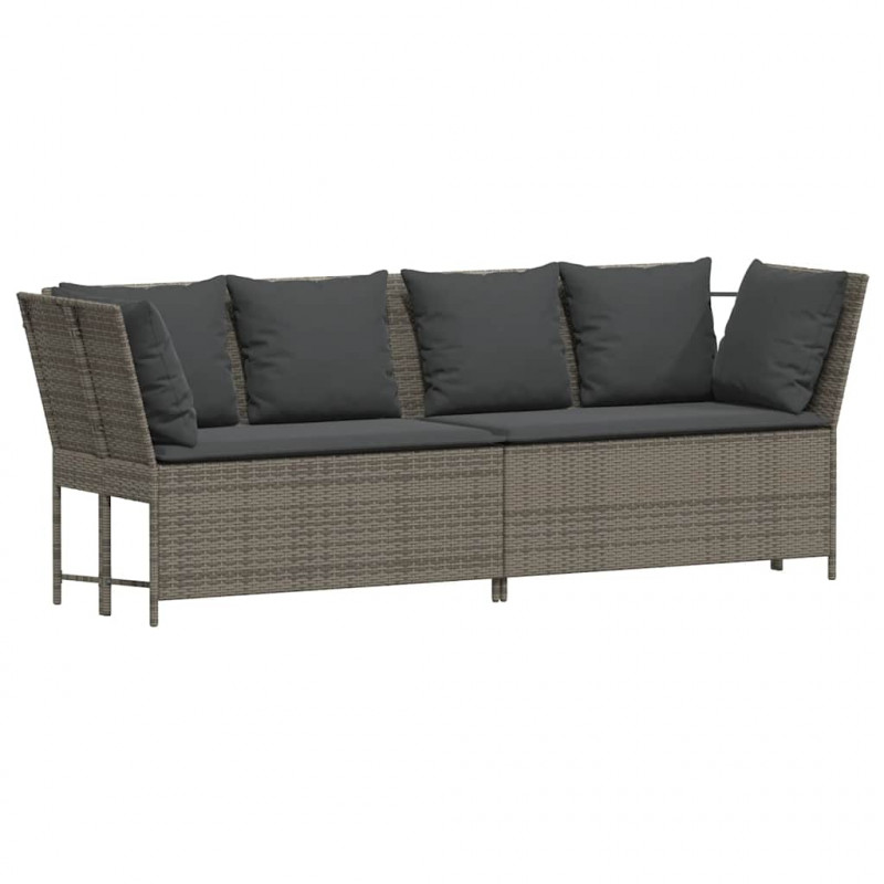 Sofa ogrodowa z poduszkami, szara, polirattanowa