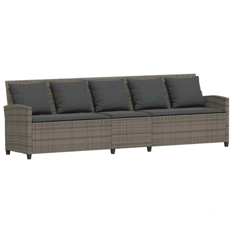 Sofa ogrodowa z poduszkami, szara, polirattanowa