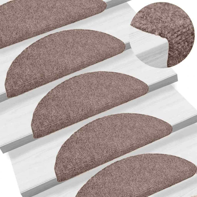 Maty na schody samoprzylepne 20 szt. 65x21x4 cm jasnobrązowe półokrągłe duże