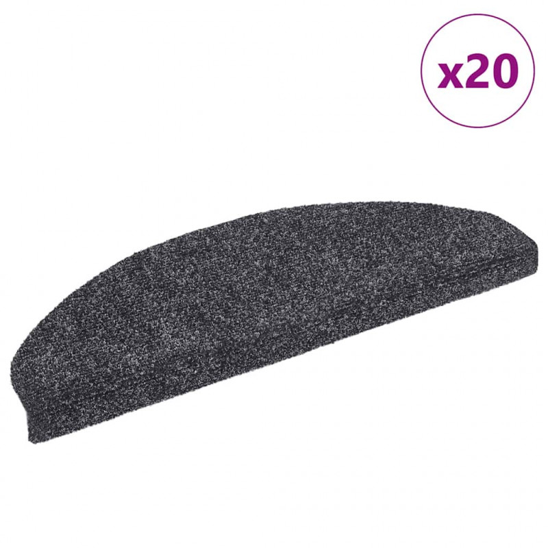 Maty na schody samoprzylepne 20 szt. 65x21x4 cm Ciemnoszary Półokrągły Duży