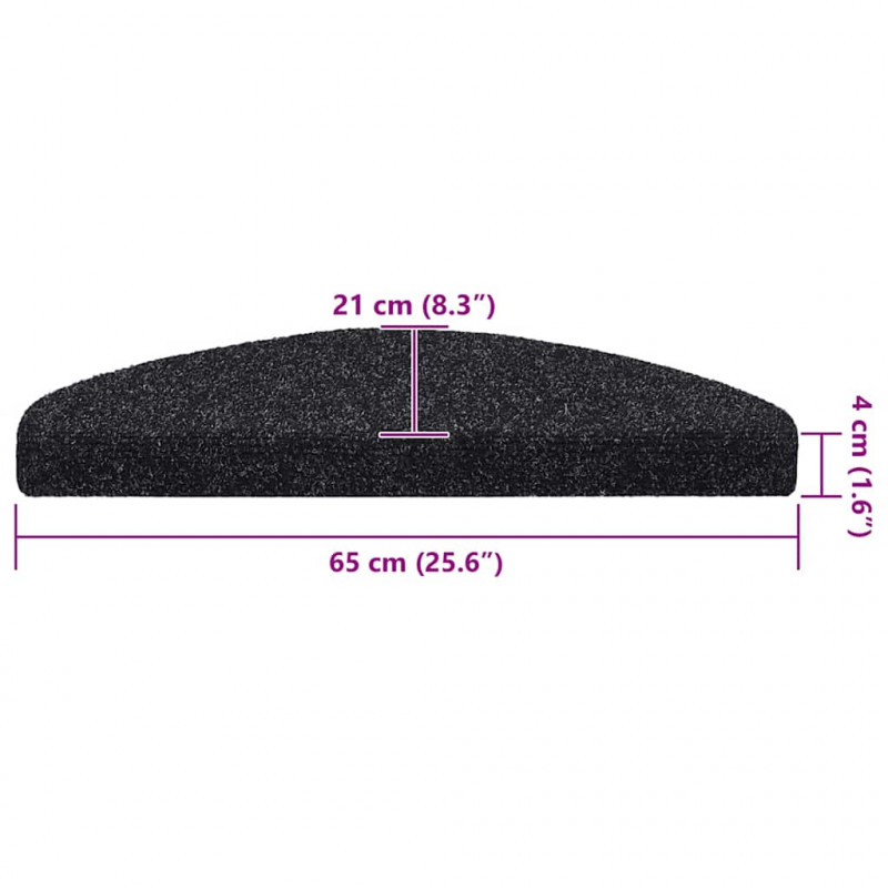 Maty na schody samoprzylepne 20 szt. 65x21x4 cm czarne półokrągłe duże