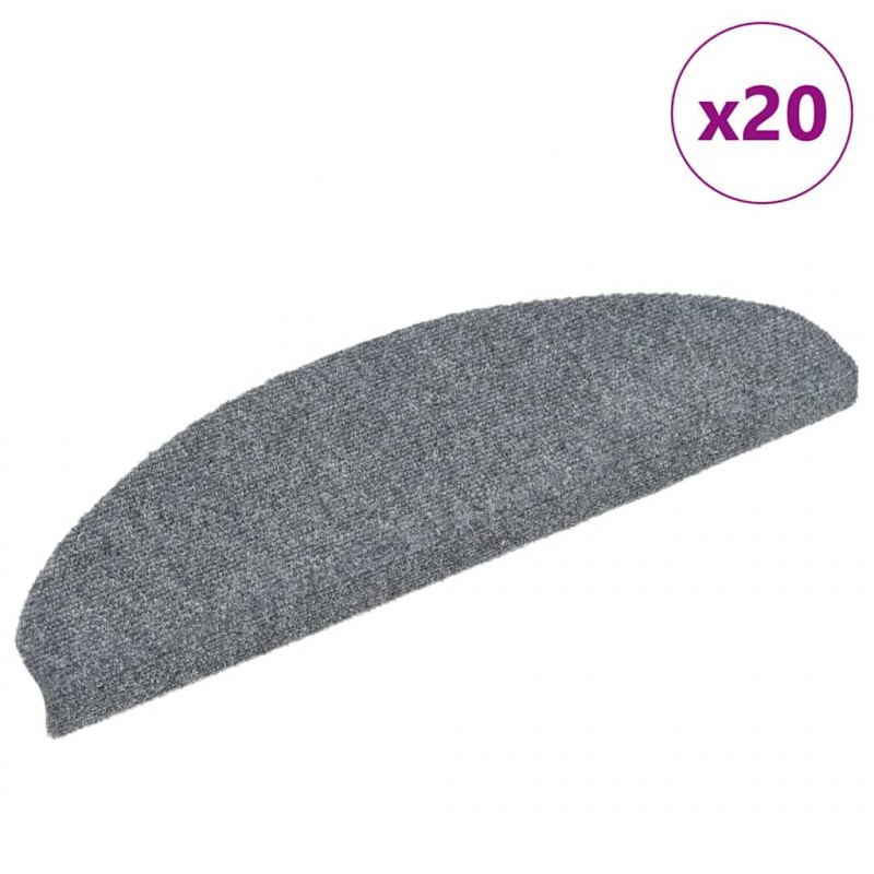 Maty na schody samoprzylepne 20 szt. 65x21x4 cm Jasnoszary półokrągły duży